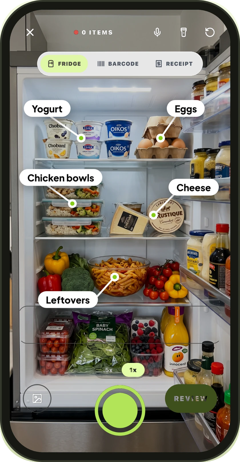 Scan your fridge. Cook what's there.